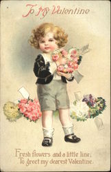 To My Valentine, Fresh Flowers and a Little Line To Greet my Dearest Valentine Postcard