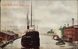 Pere Marquette Steamer Passing Novelty Works, Manistee, Michigan Postcard