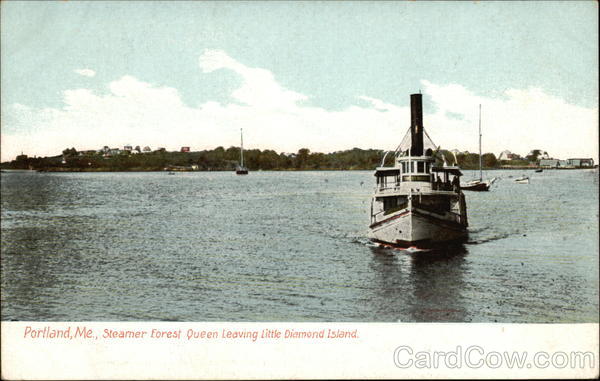 Steamer Forest Queen Leaving Little Diamond Island Portland Maine