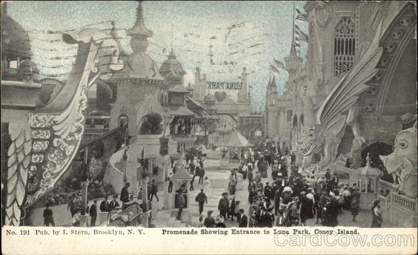 Promenade Showing Entrance to Luna Park, Coney Island New York