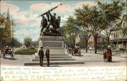 Soldiers Monument, Grand Avenue Milwaukee, WI Postcard Postcard