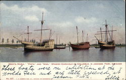 Santa Maria, Pinta and Nina, Spanish Caravels of Columbus in Jackson Park Chicago, IL Postcard Postcard