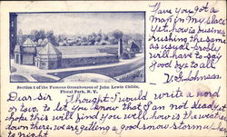 Section I of the famous greenhouses of John Lewis Childs Postcard