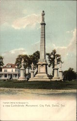 Confederate Monument, City Park Dallas, TX Postcard Postcard