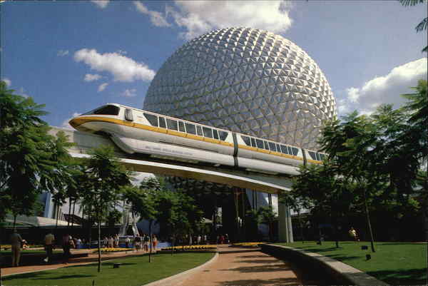 Monorail and Spaceship Earth - Futureworld Disney