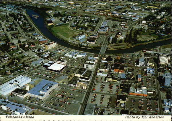 Aerial View of City and China River Fairbanks Alaska