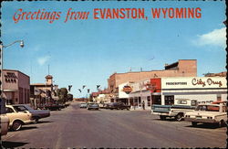 Street Scene Evanston, WY Postcard Postcard