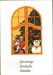 Greetings, Souhaits, Saludos Postcard