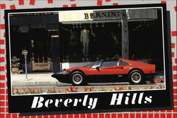 Red Ferrari 308 Parked on Rodeo Drive Postcard