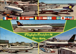 Airport and Various Aircraft Postcard