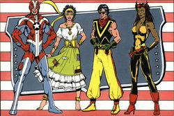 Vixen, Vibe, Gypsy and Commander Steel 1984 Cartoons Postcard Postcard