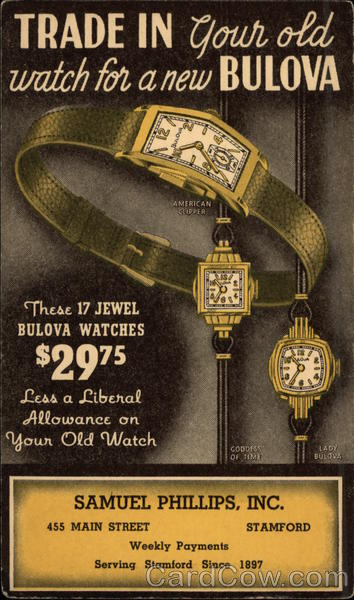 Bulova Watches - Samuel Philiips, Inc Advertising