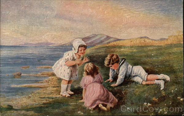 Scenic View of Children by the Shore