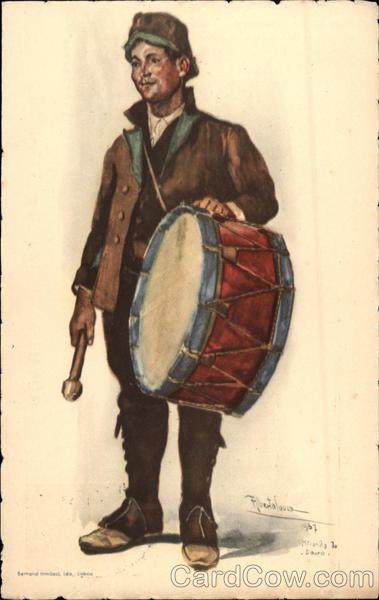 Man in Brown holding Drum & Drumstick Music