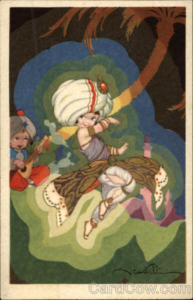Cute turbaned dancer in a desert setting Children