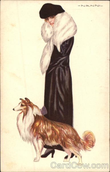 Woman in Black with Collie Dog Giovanni Nanni Dogs