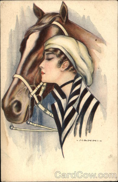 Woman in Striped Jacket with Horse Giovanni Nanni Women