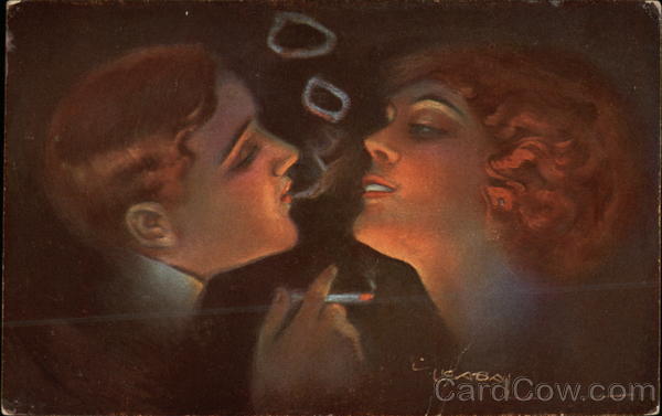 Couple with Man Blowing Smoke Rings Usabal Couples