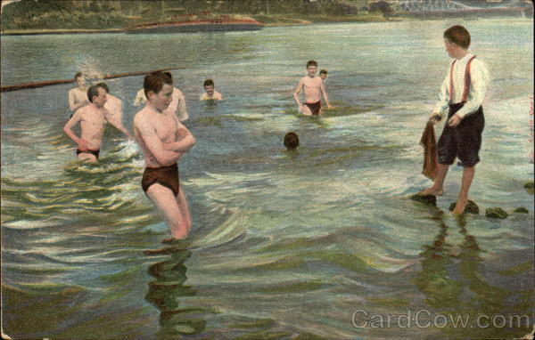 Boys Swimming in River