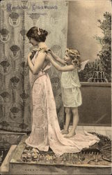 Girl Helping To Dress A Lady Postcard