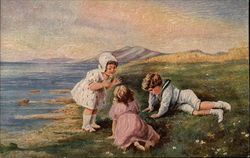 Scenic View of Children by the Shore Postcard