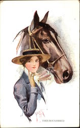 A Woman with a Thouroughbred Horse Postcard