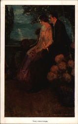 "The Proposal" - Couple in Moonlight Postcard