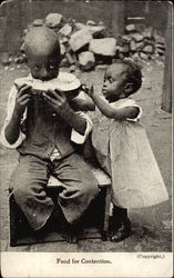 "Food for Contention" - Black Children eating Watermelon Postcard