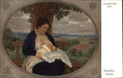 Breastfeeding Mother Sitting on a Bench Postcard