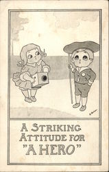 A Striking Attitude for a Hero Postcard