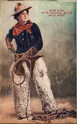 Cow Girl with Buffalo Bill's Wild West Show Postcard