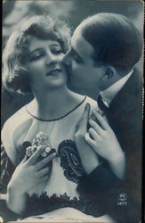 Man Kissing Woman on the Cheek Postcard