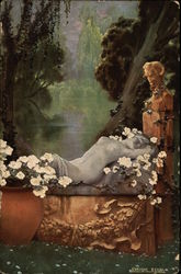 Nude Statue of Woman surrounded by Flowers Nude Statue of Woman surrounded by Flowers