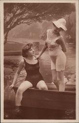 Two Women in Swimsuit Attire Postcard