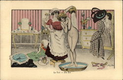"The Tub" - Women Bathing & Dressing Postcard