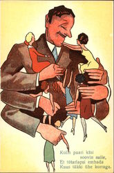 Man With Three Pairs of Hands and Six Ladies Postcard
