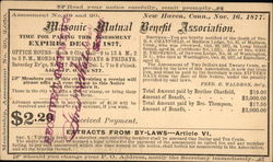 Masonic Mutual Benefit Association - 1877 Postcard