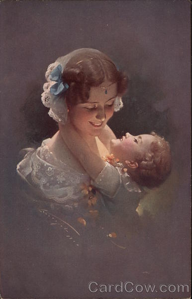 Portrait of Woman and Smiling Child Babies