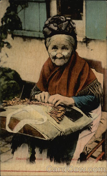 Old Woman Making Lace Women