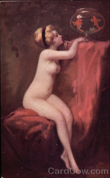A Woman Watching Fish in a Bowl Women