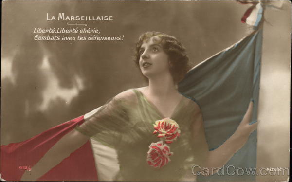Woman Holding French Flag Flags
