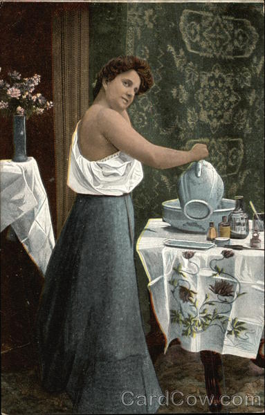 Woman Bathing at Basin Women