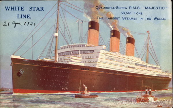 R.M.S. Majestic White Star Line Steamers