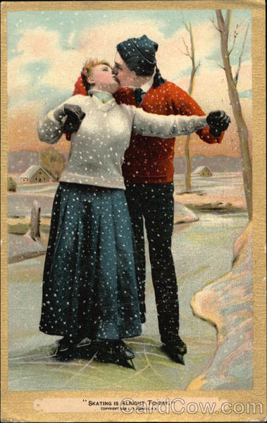 Two Ice Skaters Kissing Couples