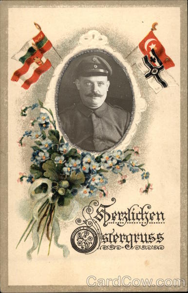 Warm Easter Greeting (German) With Flags & Flowers