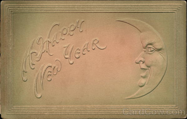 A Happy New Year - With Crescent Moon Face New Year's