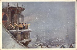 Musicians on a Balcony in the Snow Postcard