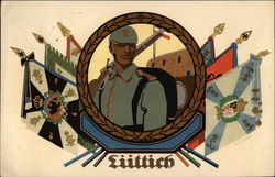 Luttich - German Military Flags Postcard