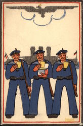 Sailors in Uniform Eating Crackers Navy Postcard Postcard