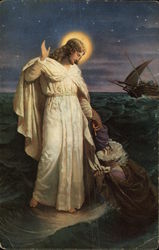 Jesus Pulling Peter from the Water Postcard